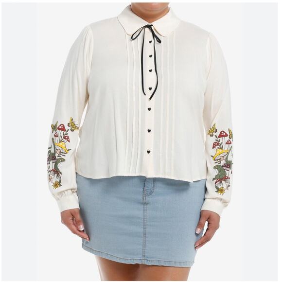 Thorn & Fable Frog & Mushroom Long Sleeve Shirt Size M Butterfly Coquette Kawaii - Picture 2 of 11